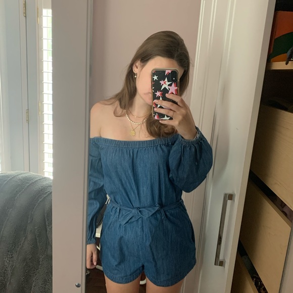 FREE PEOPLE DENIM ROMPER - Picture 4 of 4